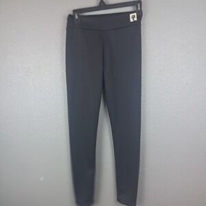 Womens Black High Rise Leggings with Cat Patch Graphic Slim Fit Tapered Fleece